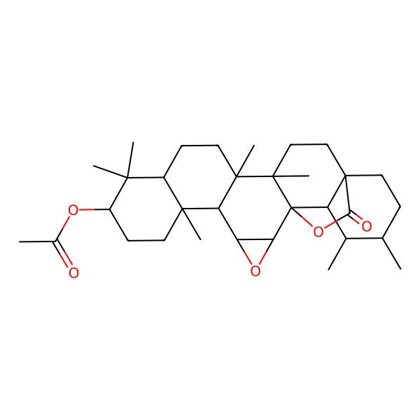 2D Structure of (6,10,10,14,15,21,22-Heptamethyl-25-oxo-3,24-dioxaheptacyclo[16.5.2.01,15.02,4.05,14.06,11.018,23]pentacosan-9-yl) acetate