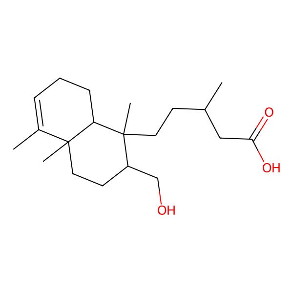 2D Structure of (3R)-5-[(1R,2R,4aR,8aR)-2-(hydroxymethyl)-1,4a,5-trimethyl-2,3,4,7,8,8a-hexahydronaphthalen-1-yl]-3-methylpentanoic acid