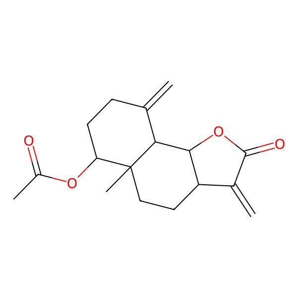 2D Structure of [(3aS,5aR,6R,9aS,9bS)-5a-methyl-3,9-dimethylidene-2-oxo-3a,4,5,6,7,8,9a,9b-octahydrobenzo[g][1]benzofuran-6-yl] acetate