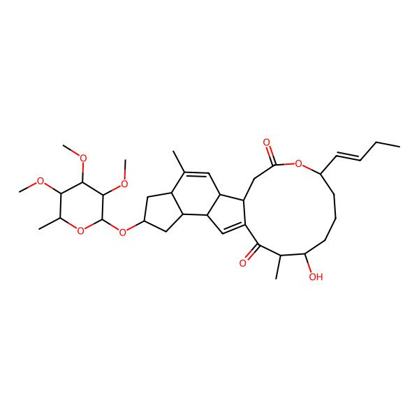 2D Structure of (1S,2S,5R,7S,9S,10S,14R,15S,19R)-19-[(E)-but-1-enyl]-15-hydroxy-4,14-dimethyl-7-[(2R,3R,4R,5S,6S)-3,4,5-trimethoxy-6-methyloxan-2-yl]oxy-20-oxatetracyclo[10.10.0.02,10.05,9]docosa-3,11-diene-13,21-dione