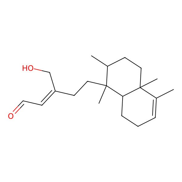 2D Structure of (E)-5-[(1S,2R,4aR,8aR)-1,2,4a,5-tetramethyl-2,3,4,7,8,8a-hexahydronaphthalen-1-yl]-3-(hydroxymethyl)pent-2-enal
