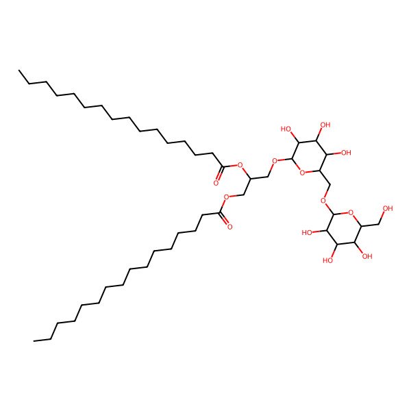 2D Structure of [2-Hexadecanoyloxy-3-[3,4,5-trihydroxy-6-[[3,4,5-trihydroxy-6-(hydroxymethyl)oxan-2-yl]oxymethyl]oxan-2-yl]oxypropyl] hexadecanoate