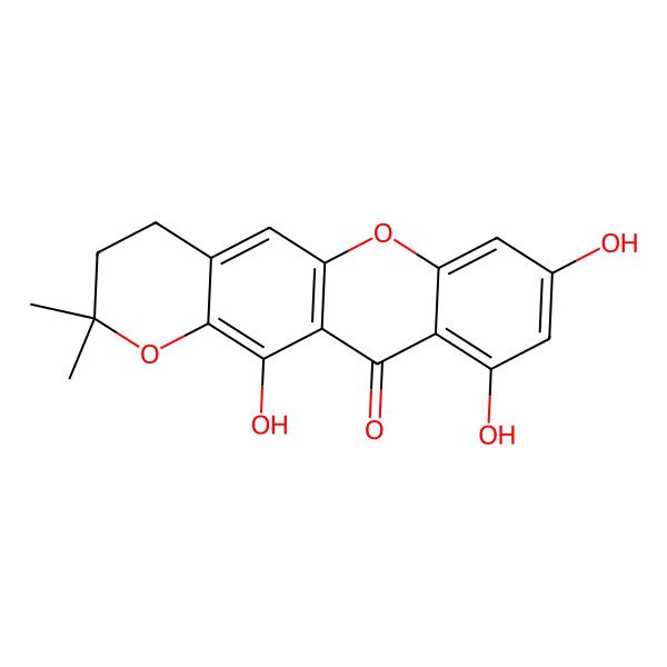 2D Structure of 8,10,12-Trihydroxy-2,2-dimethyl-3,4-dihydropyrano[2,3-b]xanthen-11-one