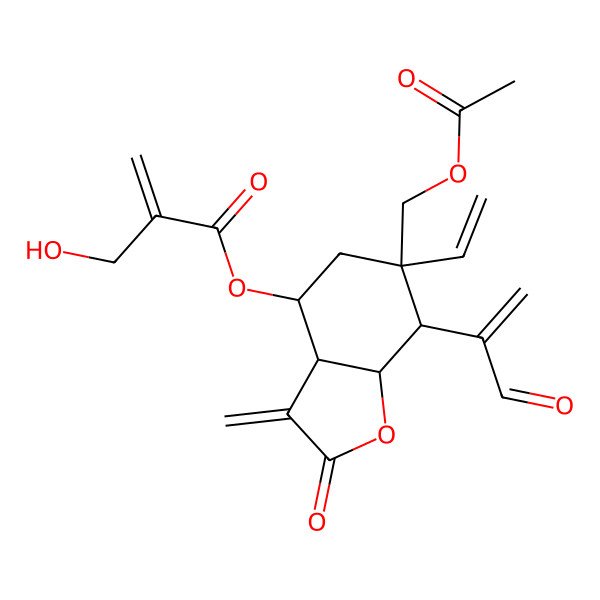 2D Structure of [(3aR,4S,6R,7R,7aR)-6-(acetyloxymethyl)-6-ethenyl-3-methylidene-2-oxo-7-(3-oxoprop-1-en-2-yl)-4,5,7,7a-tetrahydro-3aH-1-benzofuran-4-yl] 2-(hydroxymethyl)prop-2-enoate