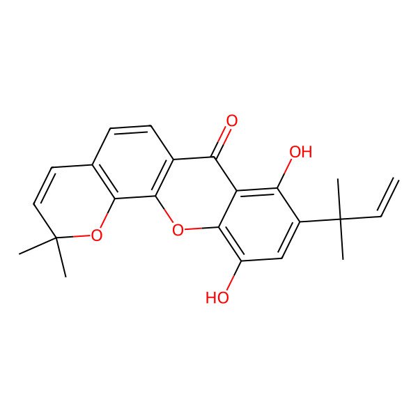 2D Structure of 8,11-Dihydroxy-2,2-dimethyl-9-(2-methylbut-3-en-2-yl)pyrano[3,2-c]xanthen-7-one