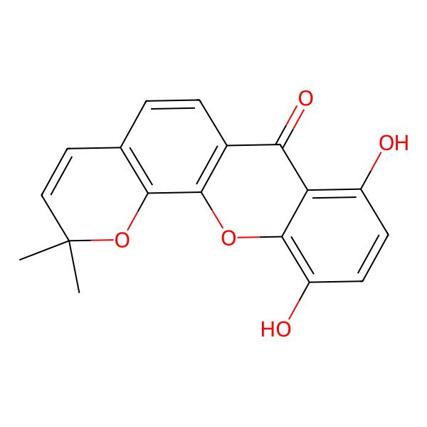 2D Structure of 8,11-Dihydroxy-2,2-dimethylpyrano[3,2-c]xanthen-7-one