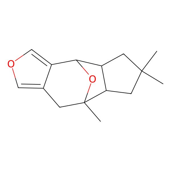 2D Structure of 8,11,11-Trimethyl-4,14-dioxatetracyclo[6.5.1.02,6.09,13]tetradeca-2,5-diene