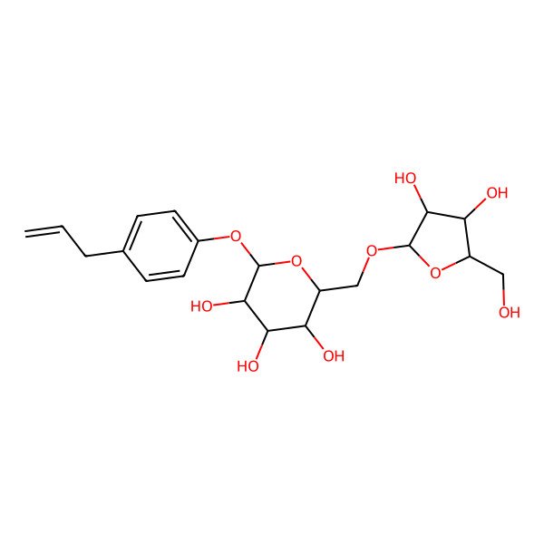 2D Structure of (2R,3S,4S,5R,6S)-2-[[(2S,3S,4S,5R)-3,4-dihydroxy-5-(hydroxymethyl)oxolan-2-yl]oxymethyl]-6-(4-prop-2-enylphenoxy)oxane-3,4,5-triol