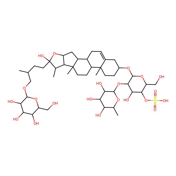 2D Structure of [(2R,3S,4S,5R,6R)-4-hydroxy-2-(hydroxymethyl)-6-[[(1S,2S,4S,6R,7S,8R,9S,12S,13R,16S)-6-hydroxy-7,9,13-trimethyl-6-[(3R)-3-methyl-4-[(2R,3R,4S,5S,6R)-3,4,5-trihydroxy-6-(hydroxymethyl)oxan-2-yl]oxybutyl]-5-oxapentacyclo[10.8.0.02,9.04,8.013,18]icos-18-en-16-yl]oxy]-5-[(2S,3R,4R,5R,6S)-3,4,5-trihydroxy-6-methyloxan-2-yl]oxyoxan-3-yl] hydrogen sulfate