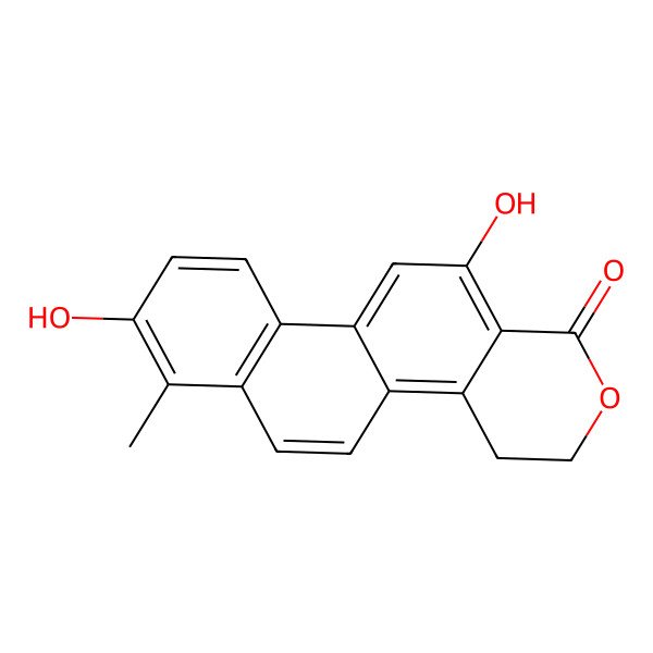 2D Structure of 8,12-Dihydroxy-7-methyl-3,4-dihydronaphtho[2,1-f]isochromen-1-one