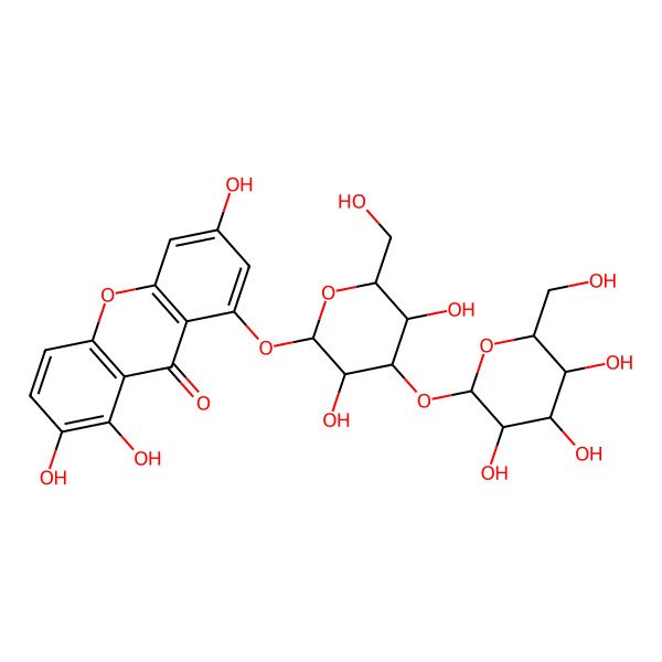 2D Structure of 8-[3,5-Dihydroxy-6-(hydroxymethyl)-4-[3,4,5-trihydroxy-6-(hydroxymethyl)oxan-2-yl]oxyoxan-2-yl]oxy-1,2,6-trihydroxyxanthen-9-one