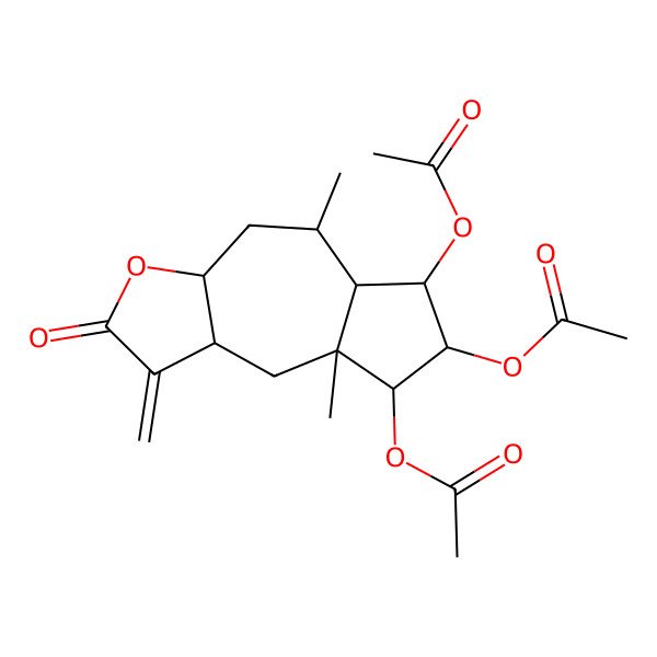 2D Structure of (7,8-diacetyloxy-5,8a-dimethyl-1-methylidene-2-oxo-4,5,5a,6,7,8,9,9a-octahydro-3aH-azuleno[6,5-b]furan-6-yl) acetate