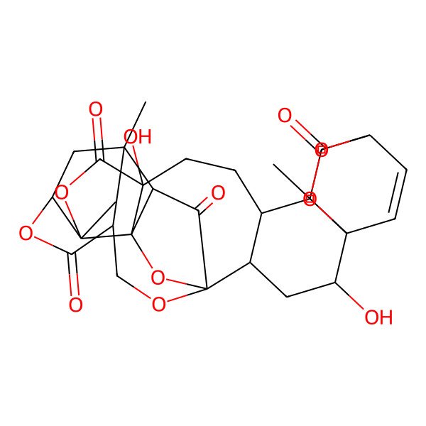 2D Structure of (1S,2R,4R,5R,8S,11R,13S,14S,15R,16S,19S,22S,23R,25R)-2,19-dihydroxy-13,16,23-trimethyl-6,10,17,26,27,30-hexaoxanonacyclo[23.2.2.15,14.15,15.01,23.04,22.08,13.011,16.015,19]hentriacont-28-ene-9,18,24,31-tetrone