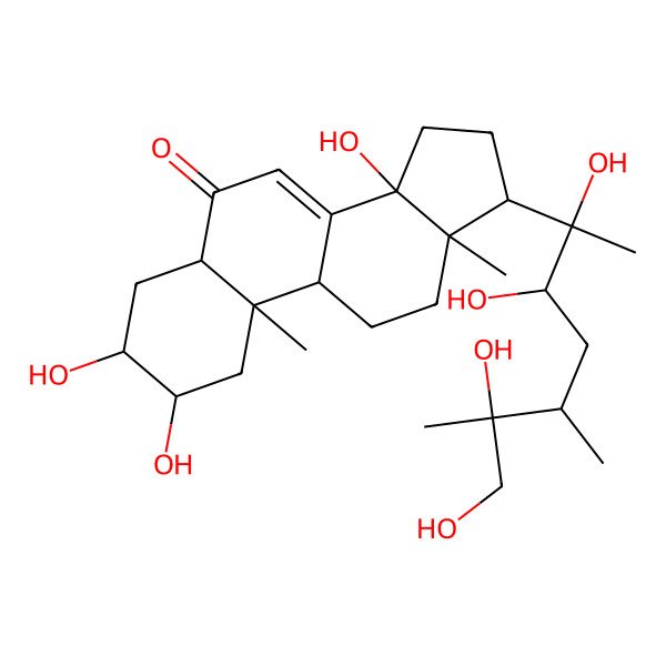 2D Structure of 2,3,14-trihydroxy-10,13-dimethyl-17-(2,3,6,7-tetrahydroxy-5,6-dimethylheptan-2-yl)-2,3,4,5,9,11,12,15,16,17-decahydro-1H-cyclopenta[a]phenanthren-6-one