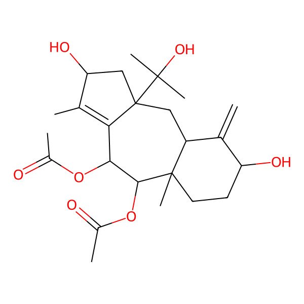 2D Structure of [(2S,4R,5R,5aR,8S,9aR,10aS)-5-acetyloxy-2,8-dihydroxy-10a-(2-hydroxypropan-2-yl)-3,5a-dimethyl-9-methylidene-2,4,5,6,7,8,9a,10-octahydro-1H-benzo[g]azulen-4-yl] acetate