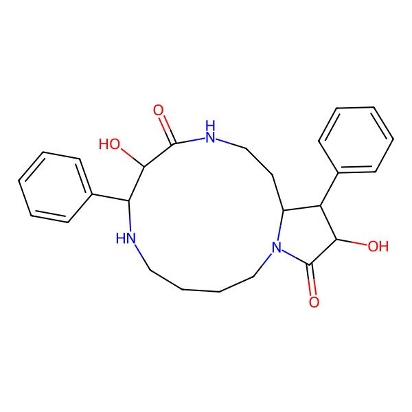 2D Structure of 8,15-Dihydroxy-7,14-diphenyl-1,6,10-triazabicyclo[11.3.0]hexadecane-9,16-dione