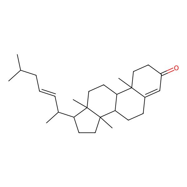 2D Structure of (8R,9S,10R,13R,14S,17R)-10,13,14-trimethyl-17-[(2R)-6-methylhept-3-en-2-yl]-2,6,7,8,9,11,12,15,16,17-decahydro-1H-cyclopenta[a]phenanthren-3-one
