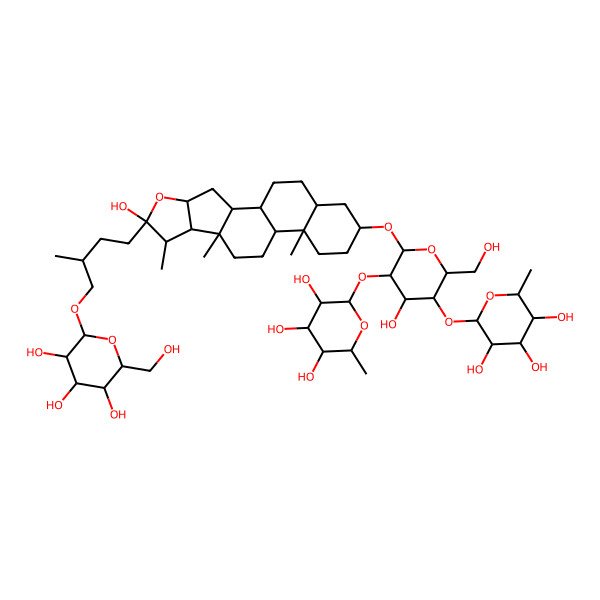 2D Structure of (2S,3R,4R,5R,6S)-2-[(2R,3S,4S,5R,6R)-4-hydroxy-2-(hydroxymethyl)-6-[[(1R,2S,4S,6S,7S,8R,9S,12S,13S,16S,18S)-6-hydroxy-7,9,13-trimethyl-6-[(3R)-3-methyl-4-[(2R,3R,4S,5S,6R)-3,4,5-trihydroxy-6-(hydroxymethyl)oxan-2-yl]oxybutyl]-5-oxapentacyclo[10.8.0.02,9.04,8.013,18]icosan-16-yl]oxy]-5-[(2S,3R,4R,5R,6S)-3,4,5-trihydroxy-6-methyloxan-2-yl]oxyoxan-3-yl]oxy-6-methyloxane-3,4,5-triol