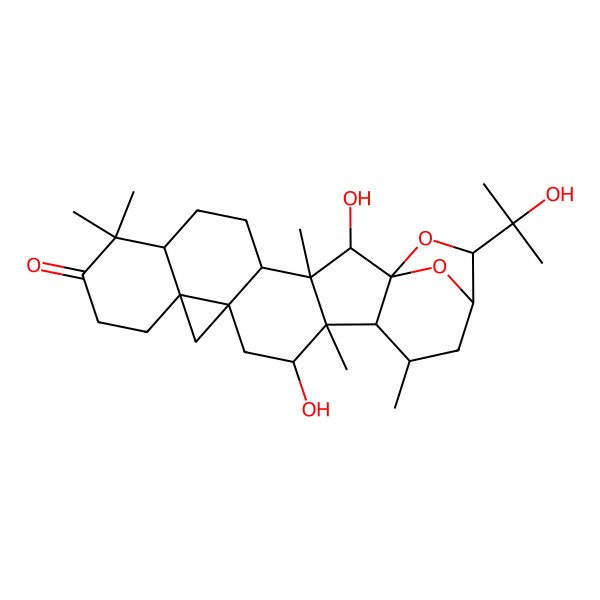 2D Structure of 2,16-Dihydroxy-22-(2-hydroxypropan-2-yl)-3,8,8,17,19-pentamethyl-23,24-dioxaheptacyclo[19.2.1.01,18.03,17.04,14.07,12.012,14]tetracosan-9-one