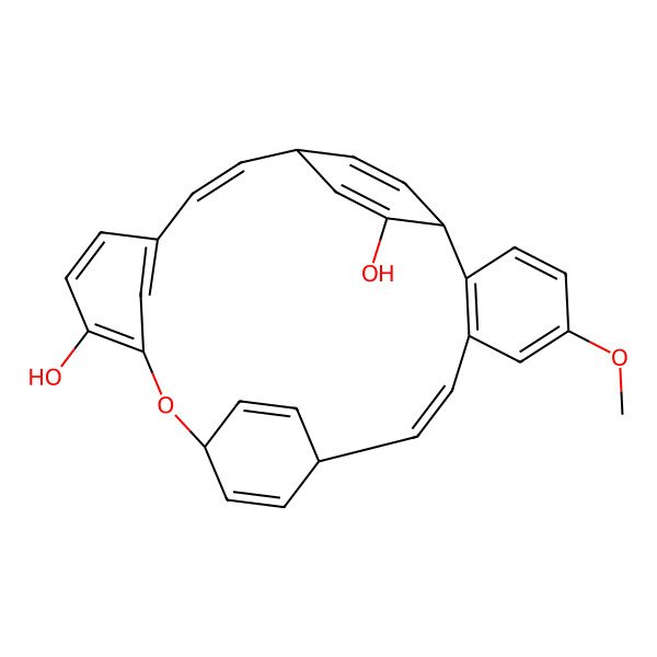 2D Structure of 3,6:15,18-Dietheno-8,12-metheno-12H-7-benzoxacycloeicosin-9,17-diol, 1,2,13,14-tetrahydro-21-methoxy-