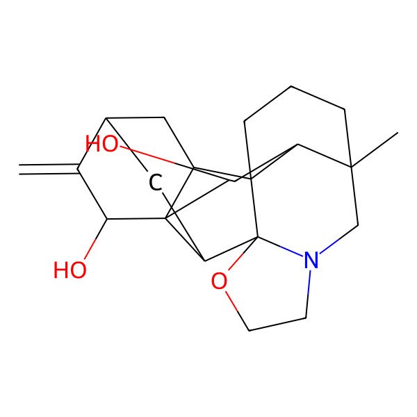 2D Structure of (1R,5R,12S,16R,17S,18R,20R,21R)-5-methyl-15-methylidene-10-oxa-7-azaheptacyclo[12.6.2.01,11.05,20.07,11.012,17.017,21]docosane-16,18-diol