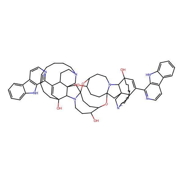 2D Structure of (1R,3R,4S,8R,9S,21R,22R,24R,26S,30R,31S,43R,44R,48R)-50,55-bis(9H-pyrido[3,4-b]indol-1-yl)-2,25-dioxa-7,18,29,40-tetrazaundecacyclo[24.19.3.23,24.29,21.231,43.118,22.140,44.01,29.07,24.08,22.030,44]hexapentaconta-12,34,50,55-tetraene-4,9,31,48-tetrol