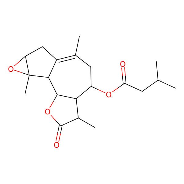 2D Structure of [(1S,2S,5S,6R,7S,12R,14S)-5,9,14-trimethyl-4-oxo-3,13-dioxatetracyclo[8.4.0.02,6.012,14]tetradec-9-en-7-yl] 3-methylbutanoate