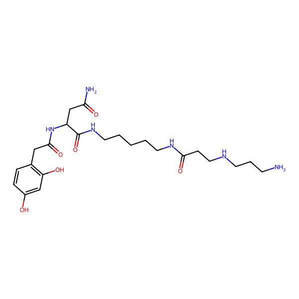 2D Structure of (2S)-N-[5-[3-(3-aminopropylamino)propanoylamino]pentyl]-2-[[2-(2,4-dihydroxyphenyl)acetyl]amino]butanediamide