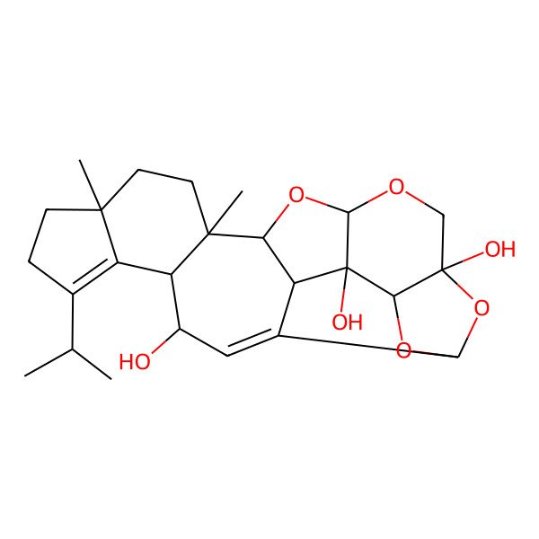 2D Structure of 10,13-Dimethyl-7-propan-2-yl-15,17,20,22-tetraoxaheptacyclo[12.10.0.02,21.05,13.06,10.016,24.019,23]tetracosa-2,6-diene-4,19,24-triol