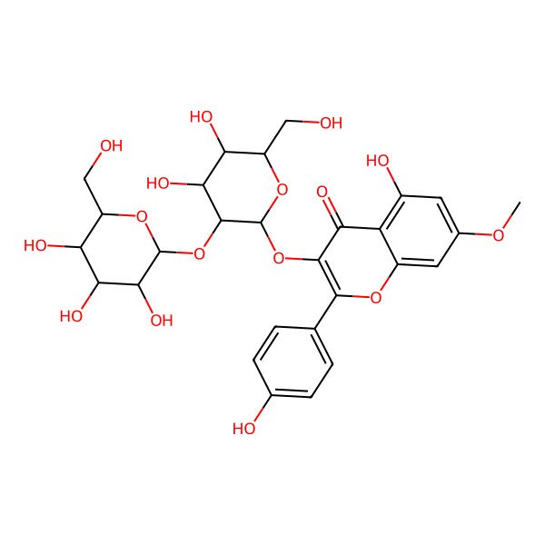 2D Structure of 3-[(2S,3R,4S,5R,6R)-4,5-dihydroxy-6-(hydroxymethyl)-3-[(2S,3R,4S,5S,6R)-3,4,5-trihydroxy-6-(hydroxymethyl)oxan-2-yl]oxyoxan-2-yl]oxy-5-hydroxy-2-(4-hydroxyphenyl)-7-methoxychromen-4-one