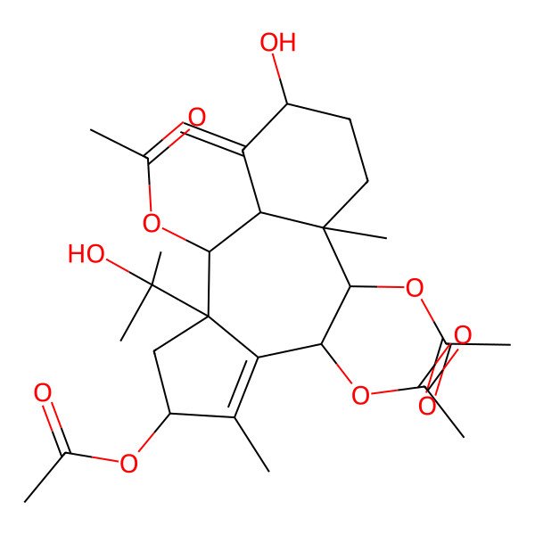 2D Structure of [4,5,10-triacetyloxy-8-hydroxy-10a-(2-hydroxypropan-2-yl)-3,5a-dimethyl-9-methylidene-2,4,5,6,7,8,9a,10-octahydro-1H-benzo[f]azulen-2-yl] acetate