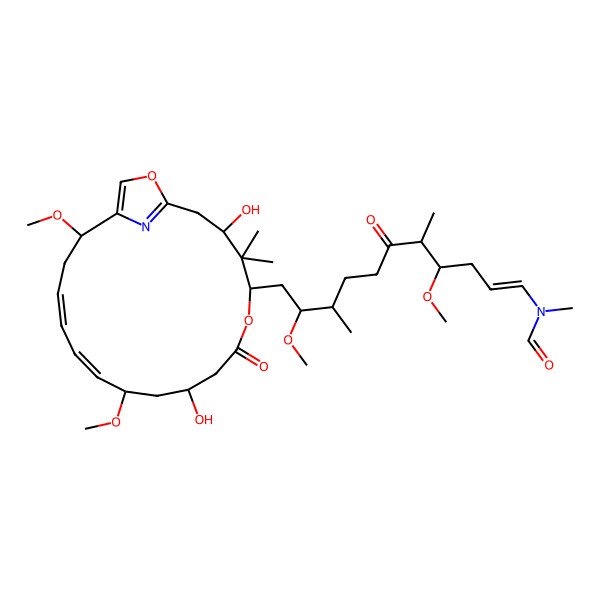2D Structure of N-[(E,4S,5R,9S,10R)-11-[(3R,5R,9R,11S,12E,14E,17S)-3,9-dihydroxy-11,17-dimethoxy-4,4-dimethyl-7-oxo-6,20-dioxa-21-azabicyclo[16.2.1]henicosa-1(21),12,14,18-tetraen-5-yl]-4,10-dimethoxy-5,9-dimethyl-6-oxoundec-1-enyl]-N-methylformamide