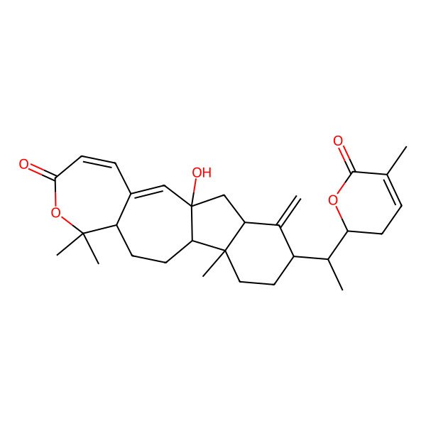 2D Structure of 1-Hydroxy-8,8,13-trimethyl-17-methylidene-16-[1-(5-methyl-6-oxo-2,3-dihydropyran-2-yl)ethyl]-7-oxatetracyclo[10.7.0.03,9.013,18]nonadeca-2,4-dien-6-one