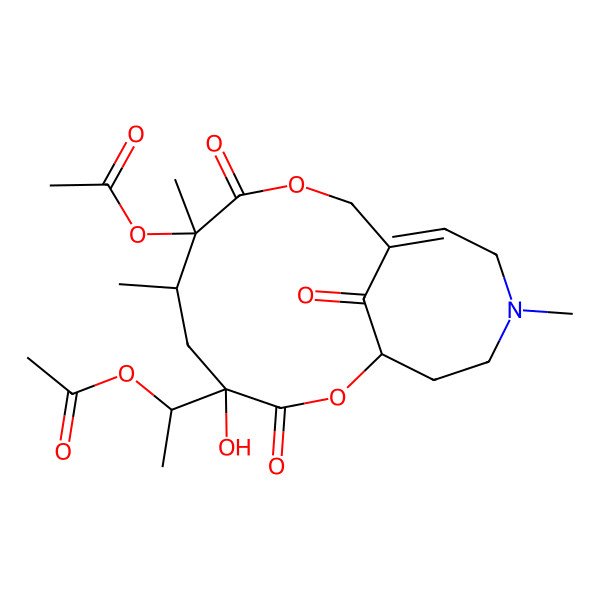 2D Structure of 1-(7-Acetyloxy-4-hydroxy-6,7,14-trimethyl-3,8,17-trioxo-2,9-dioxa-14-azabicyclo[9.5.1]heptadec-11-en-4-yl)ethyl acetate