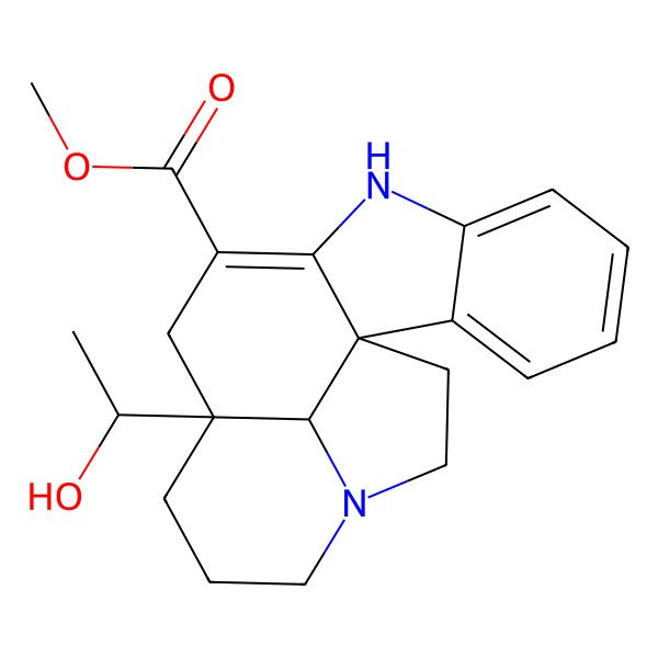 2D Structure of Methyl 12-(1-hydroxyethyl)-8,16-diazapentacyclo[10.6.1.01,9.02,7.016,19]nonadeca-2,4,6,9-tetraene-10-carboxylate