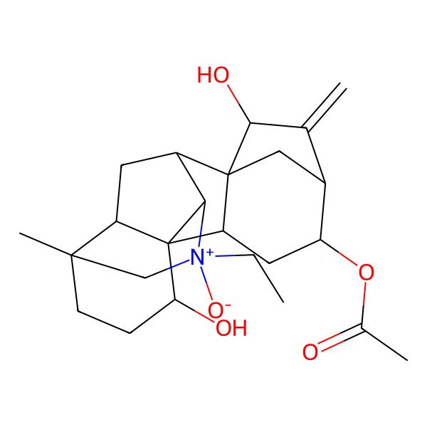 2D Structure of [(1R,2R,4S,5R,7R,8R,9R,11S,13R,16S,17R)-11-ethyl-7,16-dihydroxy-13-methyl-6-methylidene-11-oxido-11-azoniahexacyclo[7.7.2.15,8.01,10.02,8.013,17]nonadecan-4-yl] acetate