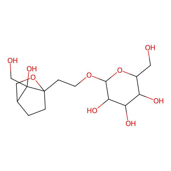 2D Structure of (2R,3R,4R,5S,6R)-2-[2-[(1S,4R,7R)-7-hydroxy-7-(hydroxymethyl)-2-oxabicyclo[2.2.1]heptan-1-yl]ethoxy]-6-(hydroxymethyl)oxane-3,4,5-triol