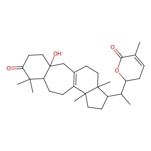 2D Structure of 2-[1-(3-Hydroxy-7,7,12,16-tetramethyl-6-oxo-15-tetracyclo[9.7.0.03,8.012,16]octadec-1(11)-enyl)ethyl]-5-methyl-2,3-dihydropyran-6-one