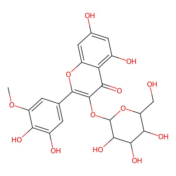 2D Structure of 2-(3,4-Dihydroxy-5-methoxyphenyl)-5,7-dihydroxy-3-[3,4,5-trihydroxy-6-(hydroxymethyl)oxan-2-yl]oxychromen-4-one