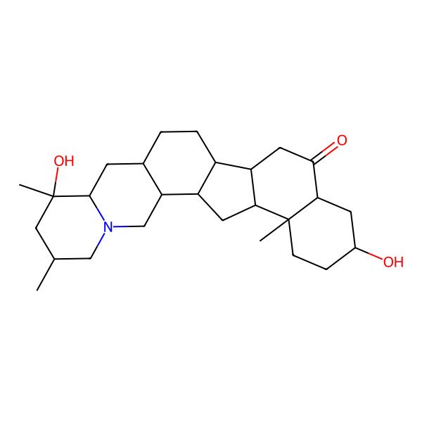 2D Structure of 8,20-Dihydroxy-6,8,23-trimethyl-4-azahexacyclo[12.11.0.02,11.04,9.015,24.018,23]pentacosan-17-one