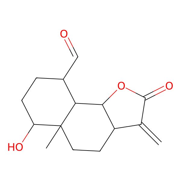 2D Structure of 6-hydroxy-5a-methyl-3-methylidene-2-oxo-4,5,6,7,8,9,9a,9b-octahydro-3aH-benzo[g][1]benzofuran-9-carbaldehyde