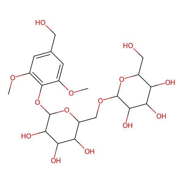 2D Structure of (2R,3S,4S,5R,6R)-2-(hydroxymethyl)-6-[[(2R,3S,4S,5R,6S)-3,4,5-trihydroxy-6-[4-(hydroxymethyl)-2,6-dimethoxyphenoxy]oxan-2-yl]methoxy]oxane-3,4,5-triol