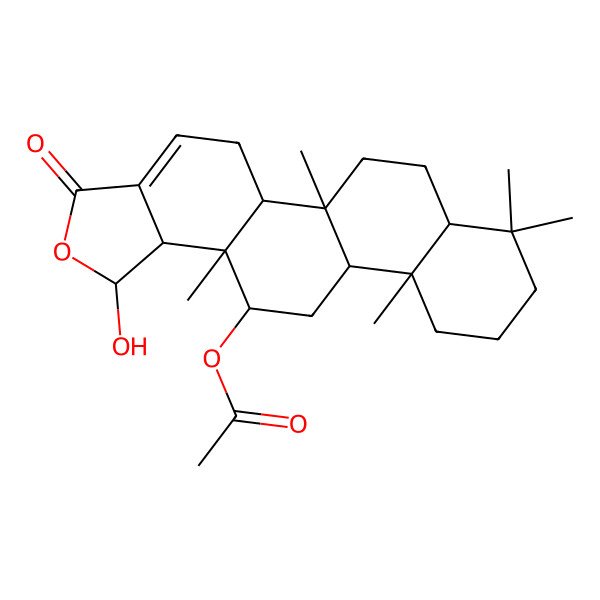 2D Structure of [(1R,5aS,5bS,7aS,11aS,11bR,13R,13aS,13bR)-1-hydroxy-5b,8,8,11a,13a-pentamethyl-3-oxo-5,5a,6,7,7a,9,10,11,11b,12,13,13b-dodecahydro-1H-phenanthro[2,1-e][2]benzofuran-13-yl] acetate