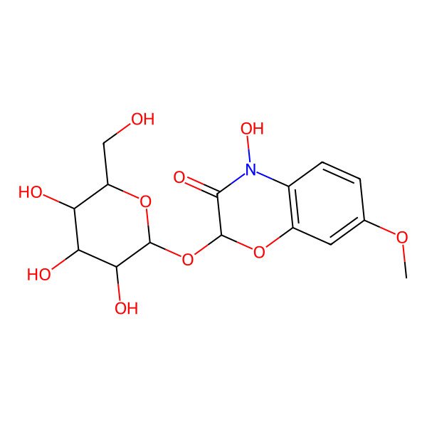 2D Structure of (2S)-4-hydroxy-7-methoxy-2-[(2S,3R,4S,5S,6R)-3,4,5-trihydroxy-6-(hydroxymethyl)oxan-2-yl]oxy-1,4-benzoxazin-3-one
