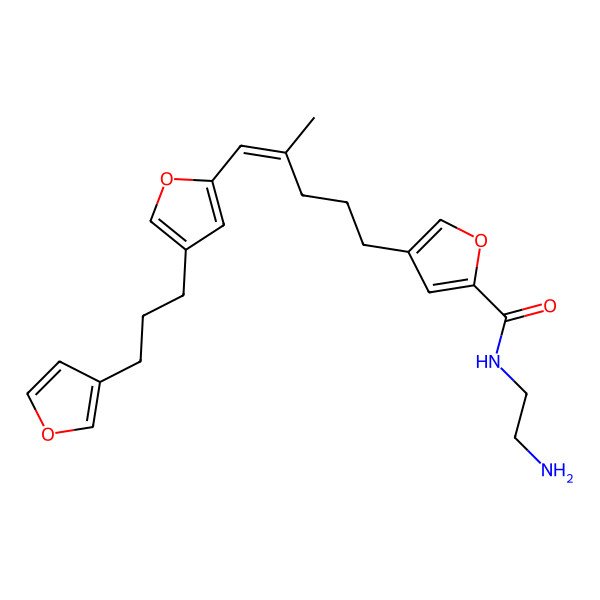 2D Structure of N-(2-aminoethyl)-4-[(E)-5-[4-[3-(furan-3-yl)propyl]furan-2-yl]-4-methylpent-4-enyl]furan-2-carboxamide