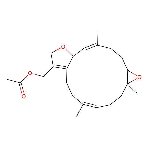 2D Structure of [(1S,2E,6S,8S,11E)-3,8,12-trimethyl-7,18-dioxatricyclo[13.3.0.06,8]octadeca-2,11,15-trien-16-yl]methyl acetate