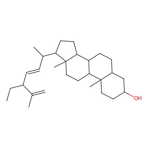 2D Structure of (3S,5S,8R,9S,10S,13R,14S,17R)-17-[(2R,3E,5S)-5-ethyl-6-methylhepta-3,6-dien-2-yl]-10,13-dimethyl-2,3,4,5,6,7,8,9,11,12,14,15,16,17-tetradecahydro-1H-cyclopenta[a]phenanthren-3-ol