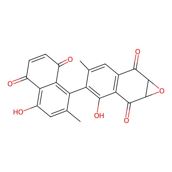 2D Structure of 3-Hydroxy-4-(4-hydroxy-2-methyl-5,8-dioxonaphthalen-1-yl)-5-methyl-1a,7a-dihydronaphtho[2,3-b]oxirene-2,7-dione