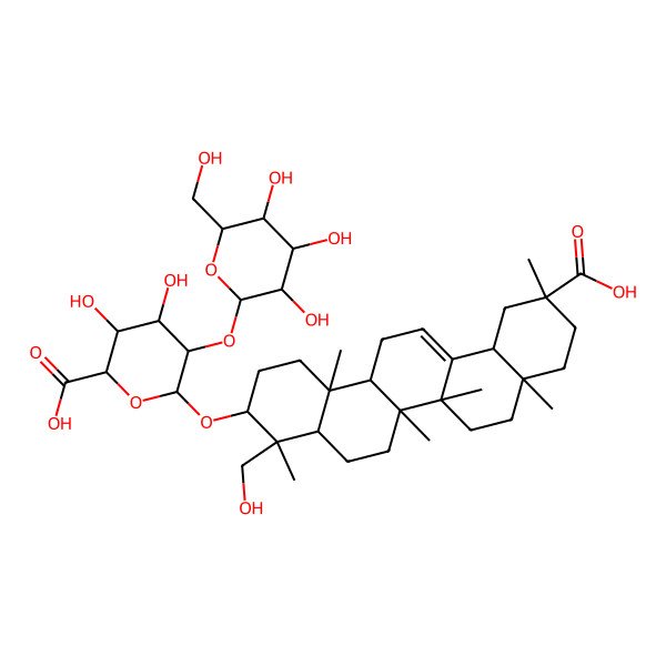 2D Structure of 6-[[11-Carboxy-4-(hydroxymethyl)-4,6a,6b,8a,11,14b-hexamethyl-1,2,3,4a,5,6,7,8,9,10,12,12a,14,14a-tetradecahydropicen-3-yl]oxy]-3,4-dihydroxy-5-[3,4,5-trihydroxy-6-(hydroxymethyl)oxan-2-yl]oxyoxane-2-carboxylic acid