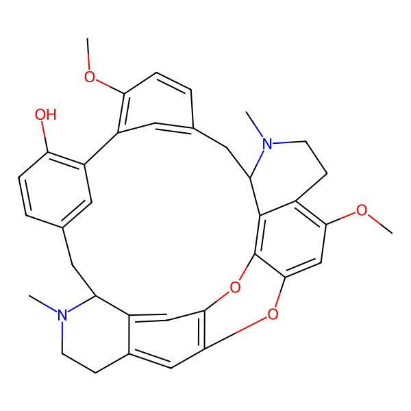 2D Structure of (8S,21S)-16,26-dimethoxy-7,22-dimethyl-29,31-dioxa-7,22-diazaoctacyclo[19.9.3.14,30.110,14.115,19.03,8.025,33.028,32]hexatriaconta-1(30),2,4(34),10(36),11,13,15,17,19(35),25,27,32-dodecaen-13-ol